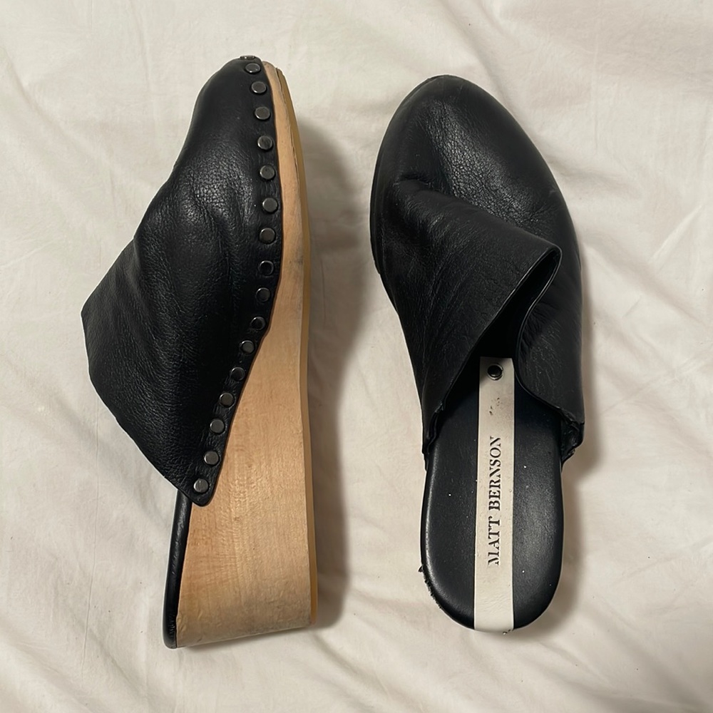 Matt Brendon Leather and Wood Clogs